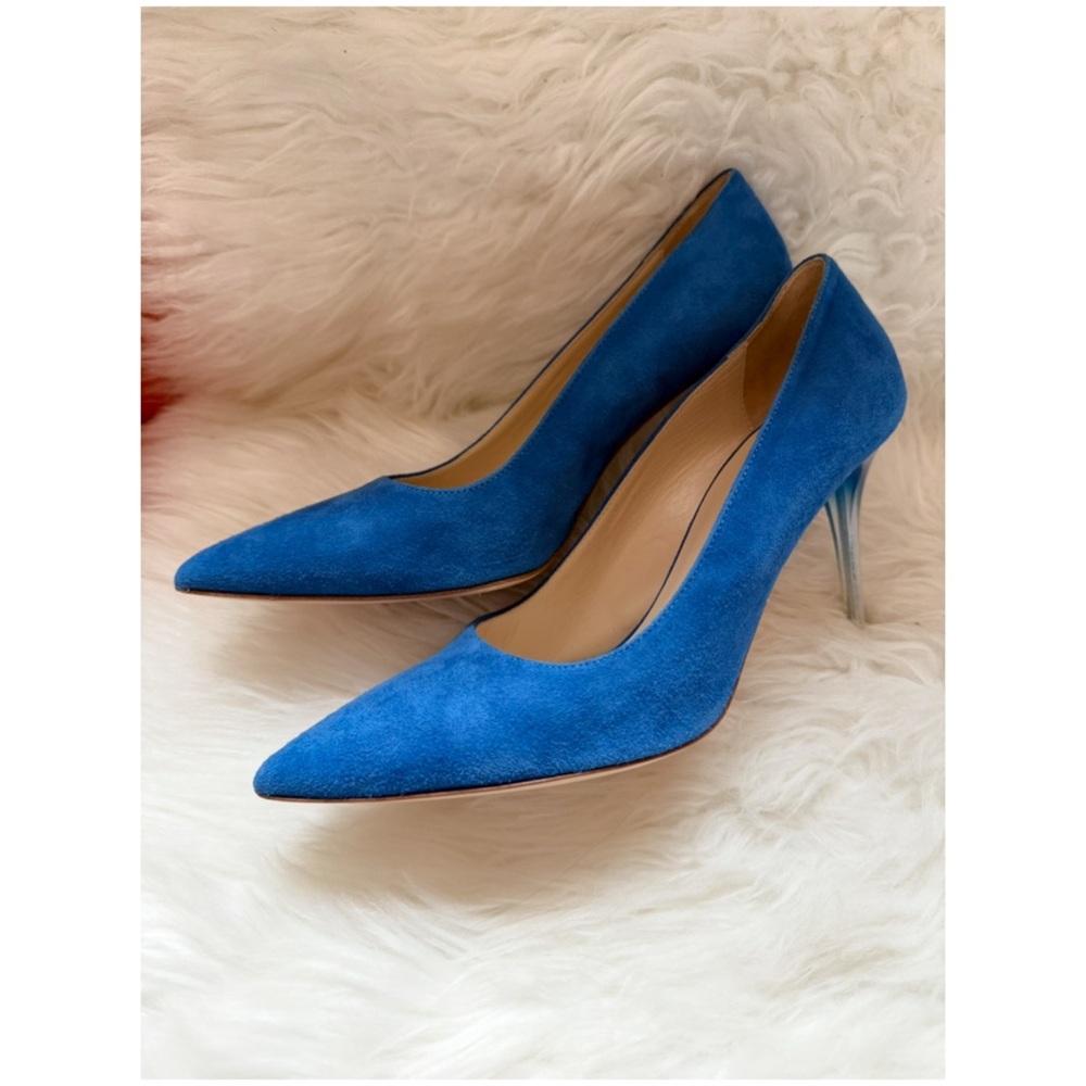 New! SCANLAN THEODORE Suede Pumps with Ombré Lucite Heel - Picture 5 of 9